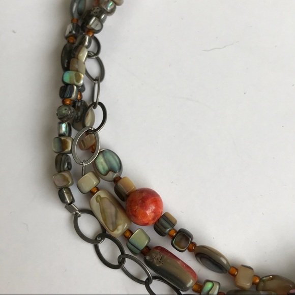 Silpada 925 Red Sponge Coral& Abalone Necklace - Picture 2 of 7